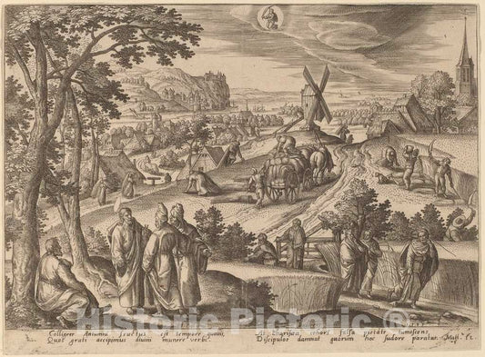 Art Print : Collaert After Hans BOL, A Group of Pharisees Swelling with False Pride Cursed The Disciples (Virgo), 1585 - Vintage Wall Art
