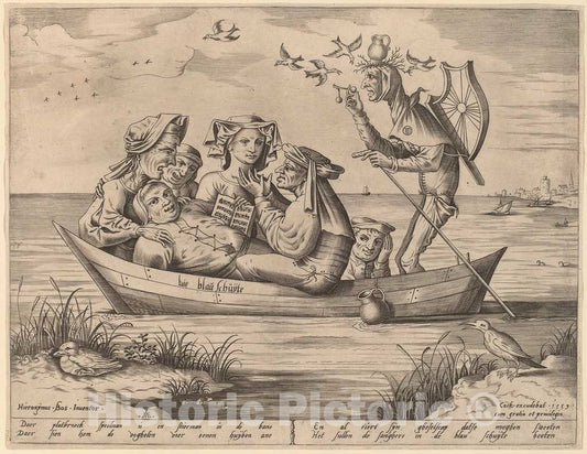 Art Print : Heyden After Bosch, The Ship of Depravity (Die Blau Schuyte) - Vintage Wall Art