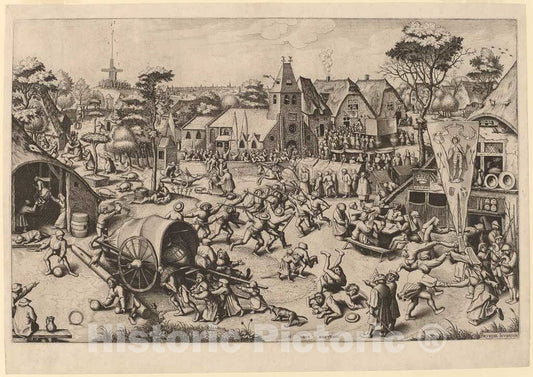Art Print : Doetechum After Brugel The Elder, The Festival of Saint George, c. 1561 - Vintage Wall Art