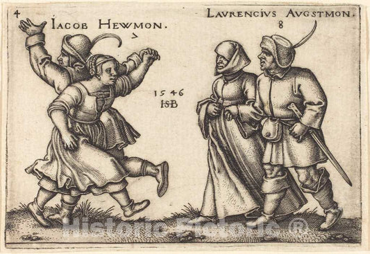 Art Print : Sebald Beham, July and August, 1546 - Vintage Wall Art