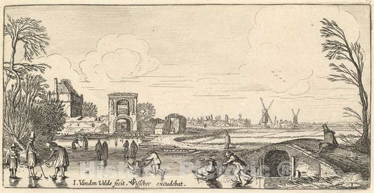 Art Print : Jan Van de Velde II, Winter Landscape - Vintage Wall Art