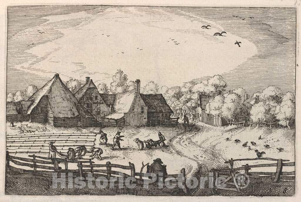 Art Print : Claes Jansz Visscher, Blekerye aededuyne gelegen (Farms and Bleaching-Fields), c.1612 - Vintage Wall Art