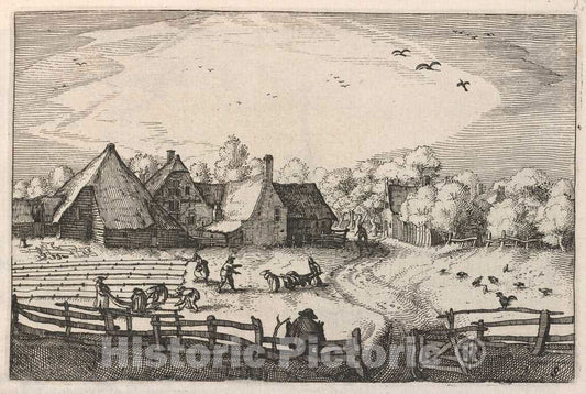 Art Print : Claes Jansz Visscher, Blekerye aededuyne gelegen (Farms and Bleaching-Fields), c.1612 - Vintage Wall Art