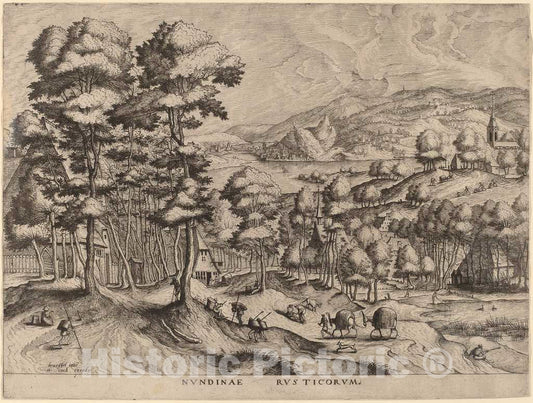 Art Print : Doetechum After Brugel The Elder, Nundinae Rusticorum (Rustic Market), c.1556 - Vintage Wall Art