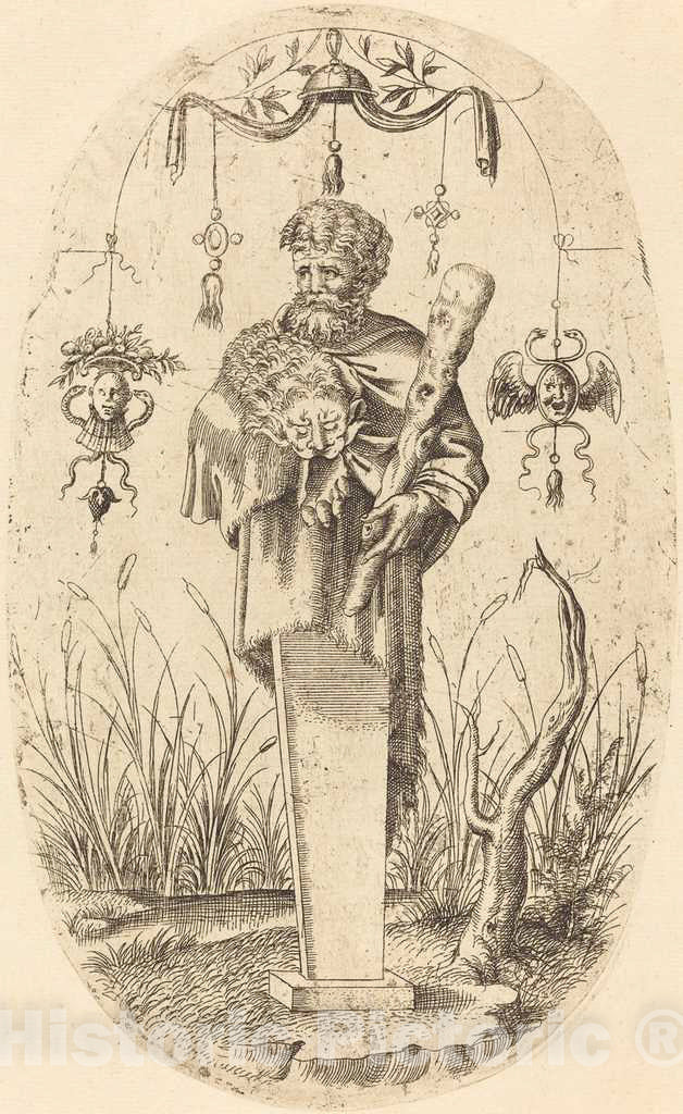 Art Print : Jean Mignon, Hercules with His Club - Vintage Wall Art