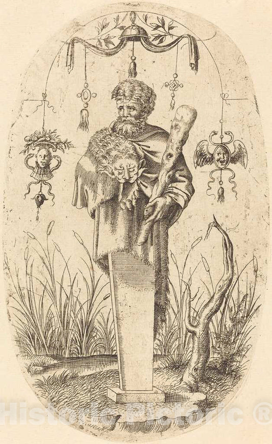 Art Print : Jean Mignon, Hercules with His Club - Vintage Wall Art