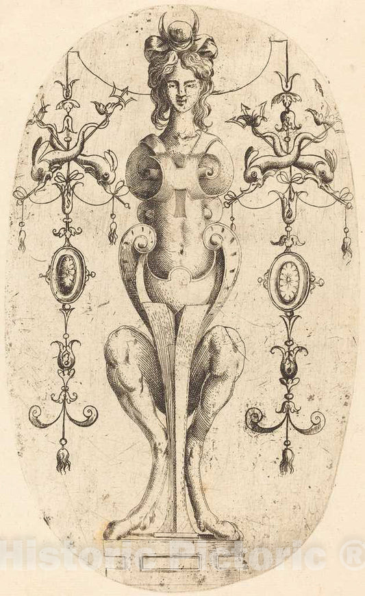 Art Print : Jean Mignon, Sphinx Wearing a Crescent on Her Head - Vintage Wall Art