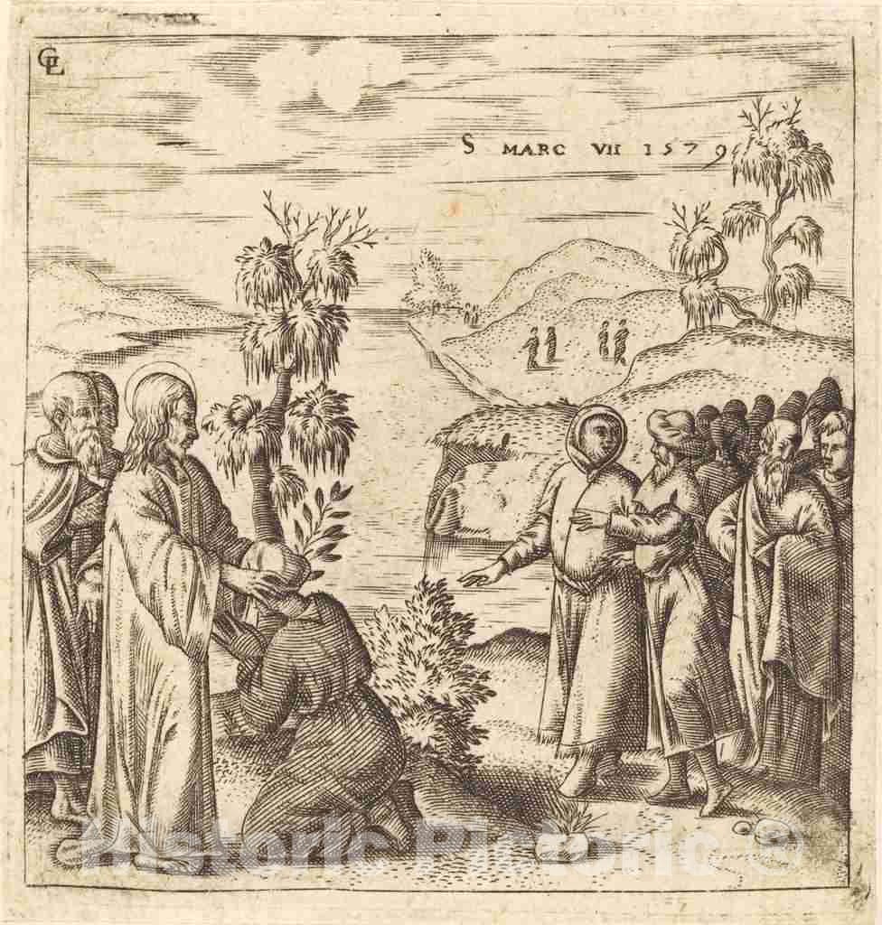 Art Print : LÃ©onard Gaultier, Christ Healing a Deaf Man, 1579 - Vintage Wall Art