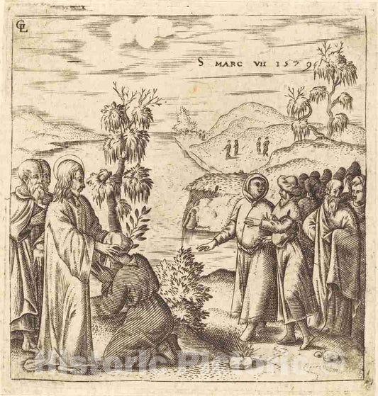 Art Print : LÃ©onard Gaultier, Christ Healing a Deaf Man, 1579 - Vintage Wall Art