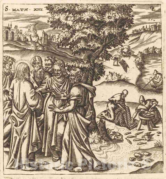 Art Print : LÃ©onard Gaultier, Christ Telling His Disciples of The Parable of The Dragnet, c.1578 - Vintage Wall Art