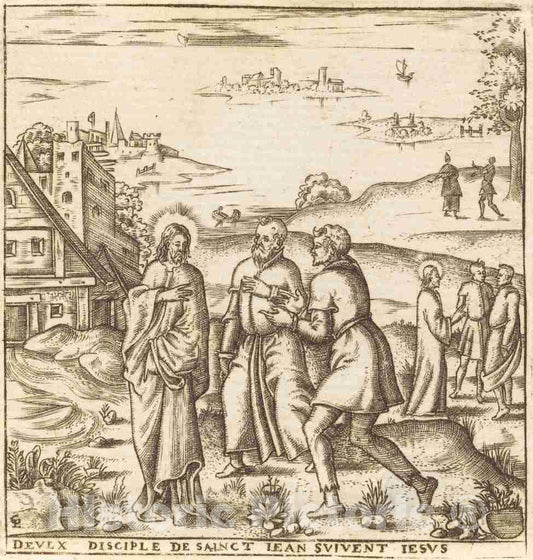 Art Print : LÃ©onard Gaultier, Christ Bids Two Disciples of John The Baptist to Follow Him, c.1578 - Vintage Wall Art