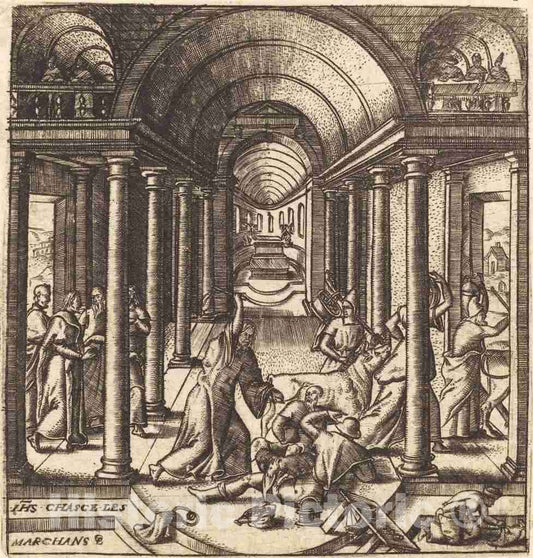 Art Print : LÃ©onard Gaultier, Christ Driving The Money Changers from The Temple, c.1578 - Vintage Wall Art
