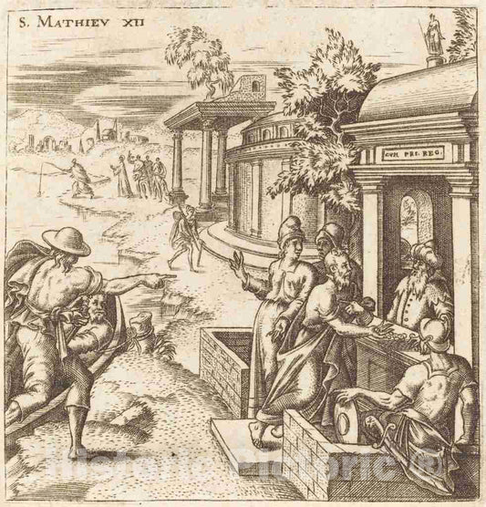 Art Print : LÃ©onard Gaultier, The Man Healed of The Withered Hand, c.1578 - Vintage Wall Art