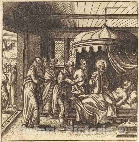 Art Print : LÃ©onard Gaultier, Christ Raises The Daughter of Jairus, c.1578 - Vintage Wall Art