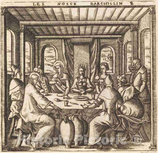 Art Print : LÃ©onard Gaultier, The Wedding at Cana (Christ Changes Water to Wine), c.1578 - Vintage Wall Art