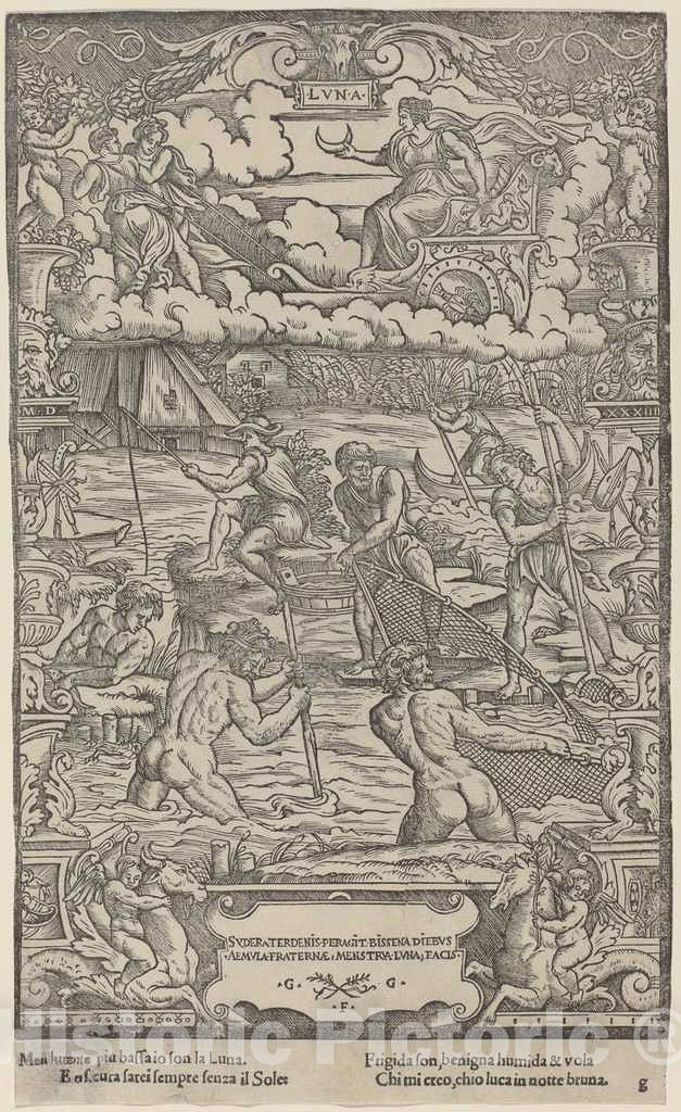 Art Print : Gabriele Giolito de' Ferrara, Moon, 1534 - Vintage Wall Art