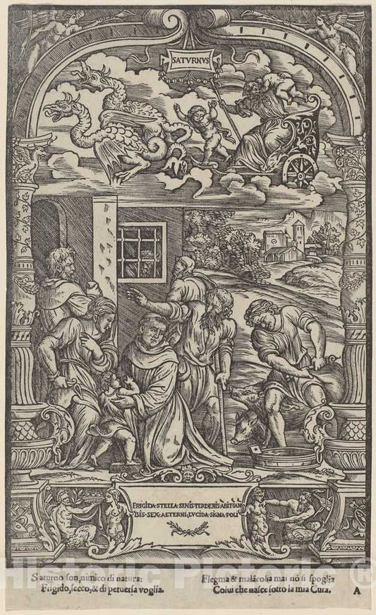 Art Print : Gabriele Giolito de' Ferrara, Saturn, 1534 - Vintage Wall Art