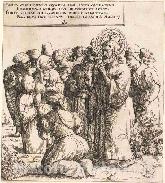 Art Print : Augustin Hirschvogel, The Raising of Lazarus, 1545 - Vintage Wall Art
