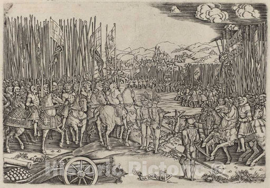 Art Print : The Two Armies at The Battle of Ravenna, c.1513 - Vintage Wall Art