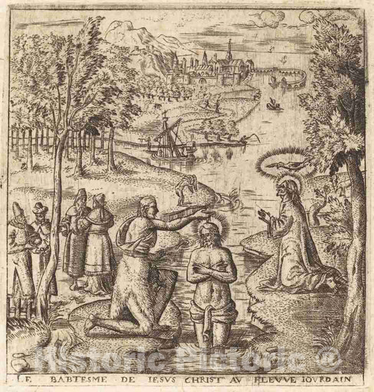 Art Print : LÃ©onard Gaultier, The Baptism of Christ, c.1578 - Vintage Wall Art