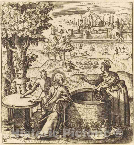 Art Print : LÃ©onard Gaultier, Christ and The Woman of Samaria, c.1578 - Vintage Wall Art
