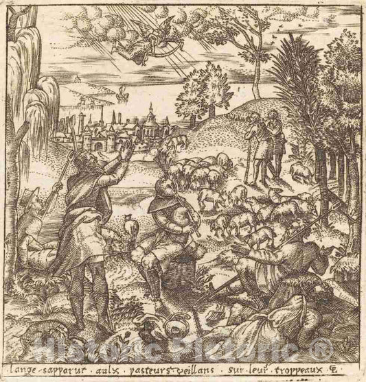 Art Print : LÃ©onard Gaultier, The Annunciation to The Shepherds, c.1578 - Vintage Wall Art