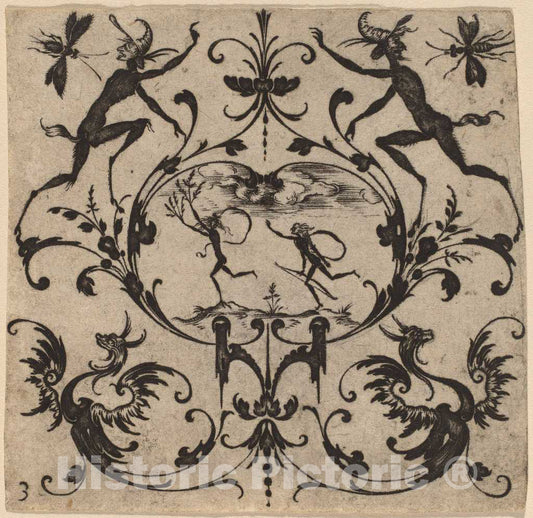Art Print : Ornament with Grotesque, 1616 - Vintage Wall Art