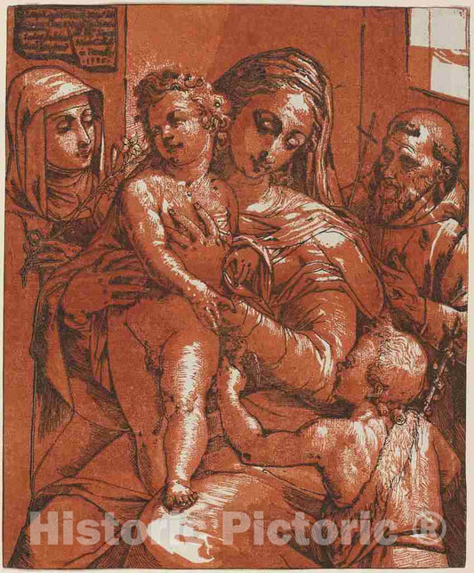 Art Print : Andreani After Jacopo Ligozzi, Madonna and Child Accompanied by Saints, 1585 - Vintage Wall Art