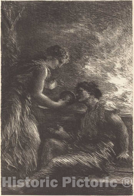 Art Print : Henri Fantin-Latour, Sieglinde and Siegmund from Act I of The Valkyrie - Vintage Wall Art