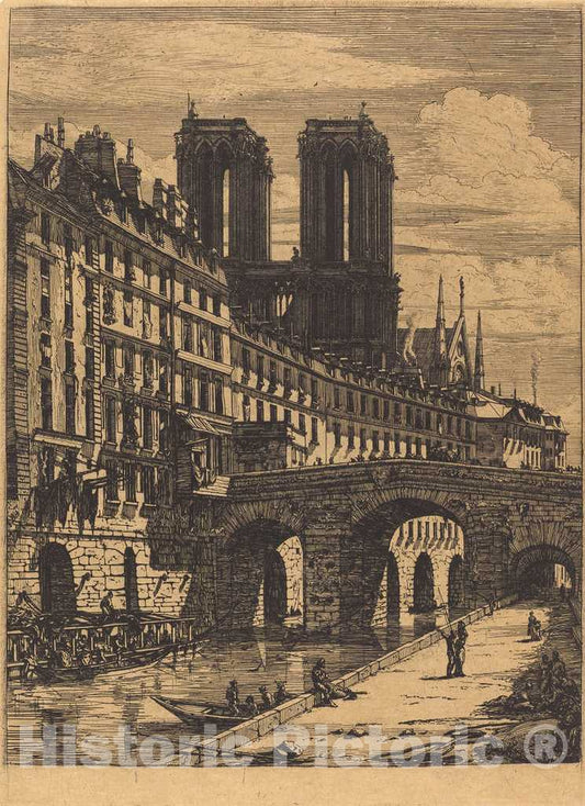 Art Print : Charles Meryon, Le Petit Pont, Paris, 1850 - Vintage Wall Art