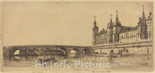 Art Print : Charles Meryon, Le Pont-au-Change, Paris, 1854 - Vintage Wall Art