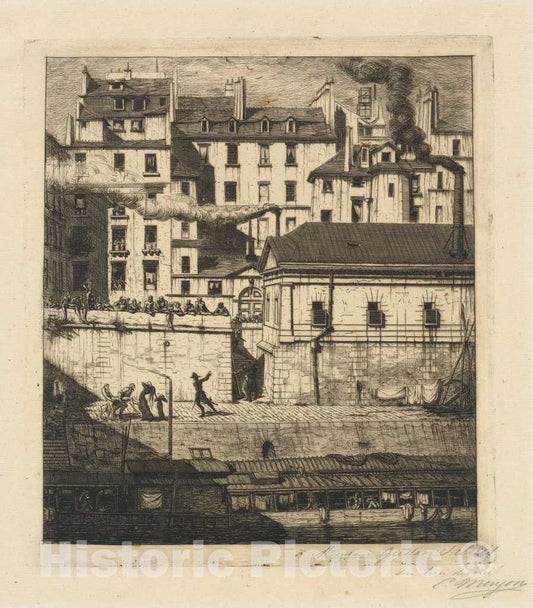 Art Print : Charles Meryon, La Morgue, Paris (The Mortuary), 1854 - Vintage Wall Art