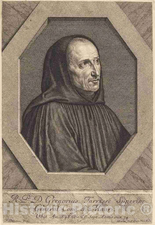 Art Print : Jean Morin, Dom Jean Gregoire Tarrisse, 1648 - Vintage Wall Art