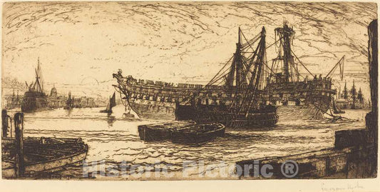 Art Print : Francis Seymour Haden, Breaking Up of The Agamemnon, 1870 - Vintage Wall Art