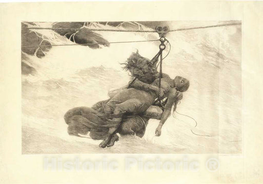Art Print : Winslow Homer, Saved, 1889 - Vintage Wall Art