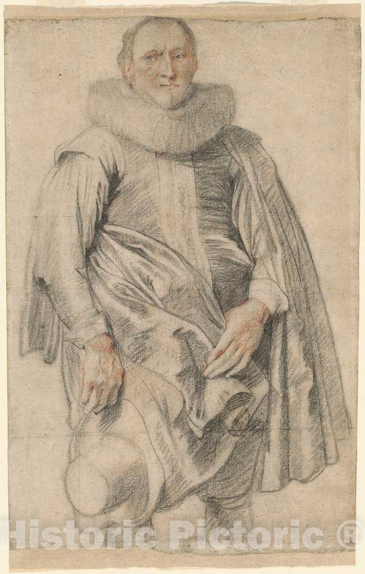 Art Print : Sir Anthony Van Dyck, Portrait of a Man Standing - Vintage Wall Art