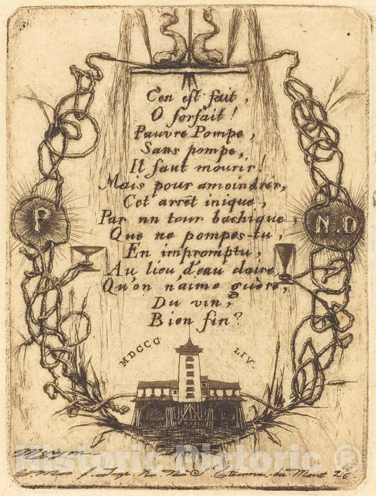 Art Print : Charles Meryon, La Petite Pompe, Paris (The Notre Dame Pump, Small Plate), 1854 - Vintage Wall Art
