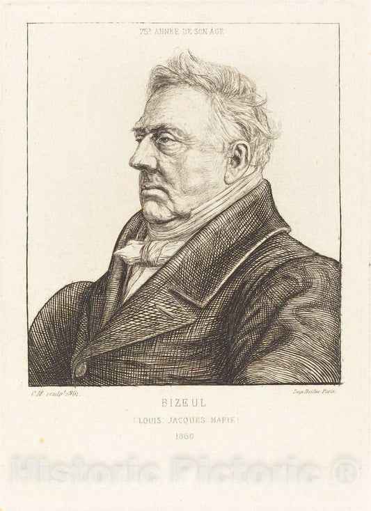 Art Print : Charles Meryon, L.J.-Marie Bizeul, a Breton Archaeologist, 1861 - Vintage Wall Art