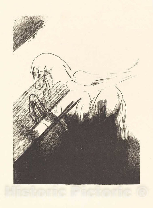 Art Print : Odilon Redon, Cheval Aile (Winged Horse), 1894 - Vintage Wall Art