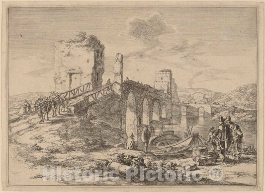 Art Print : Jan Both, The Ponte Molle - Vintage Wall Art