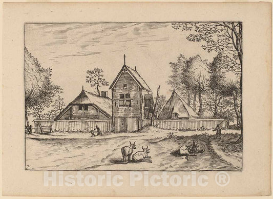 Art Print : Doetechum, Farmstead, in or Before 1676 - Vintage Wall Art
