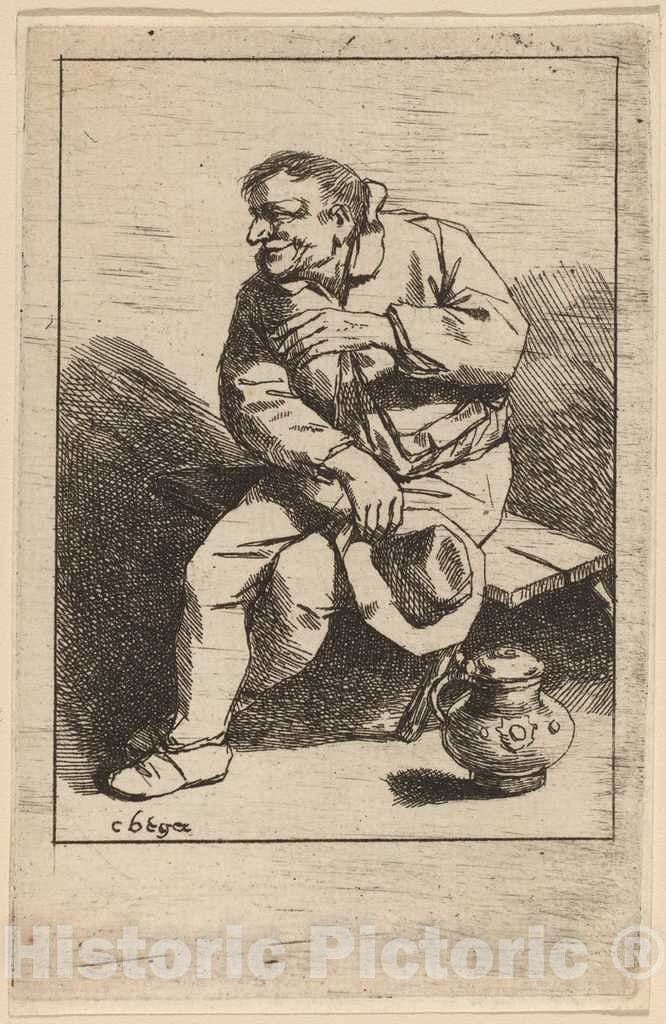 Art Print : Cornelis Bega, Sitting Man with His Hat in His Right Hand - Vintage Wall Art