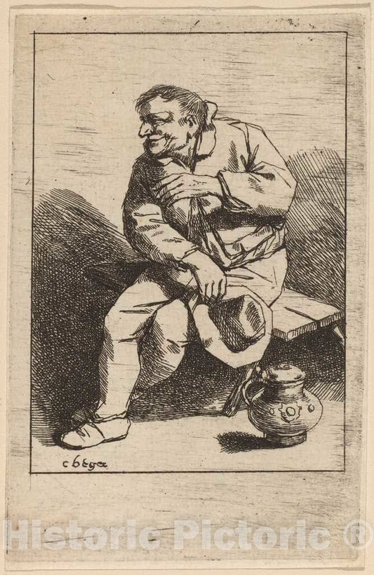 Art Print : Cornelis Bega, Sitting Man with His Hat in His Right Hand - Vintage Wall Art