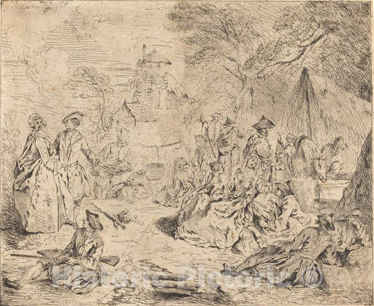 Art Print : Baptiste Joseph Pater, Halt on The March - Vintage Wall Art