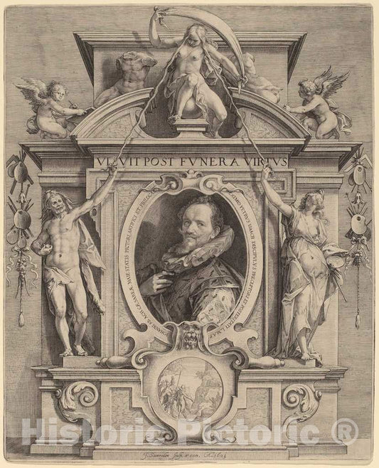 Art Print : Saenredam After Isaacz, Hans Van Aachen, 1601 - Vintage Wall Art