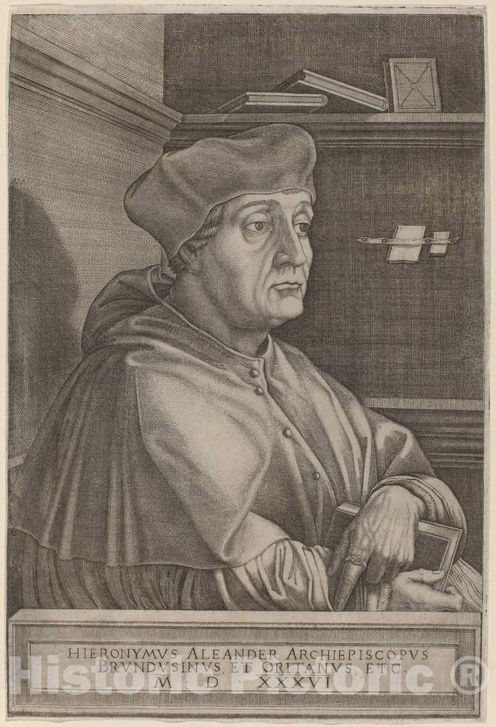 Art Print : Agostino dei Musi, Hieronymus Alexander, Archbishop of Brindisi, 1536 - Vintage Wall Art