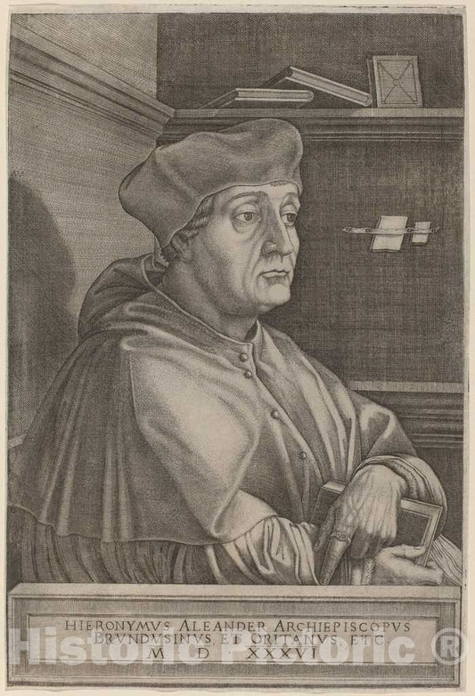 Art Print : Agostino dei Musi, Hieronymus Alexander, Archbishop of Brindisi, 1536 - Vintage Wall Art