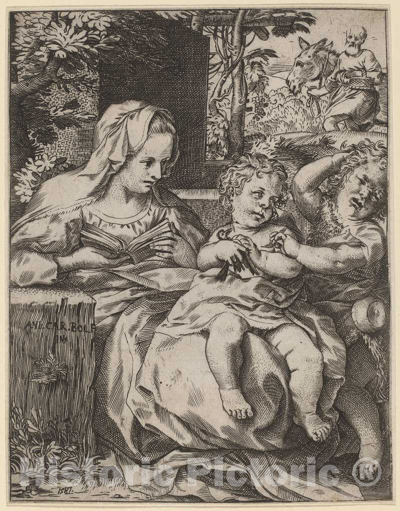 Art Print : Annibale Carracci, The Madonna of The Swallow (La Madonna Della Rondinella), 1587 - Vintage Wall Art