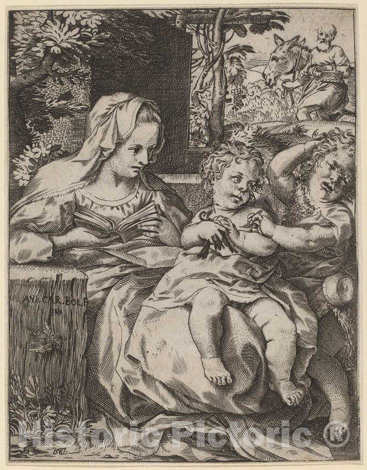 Art Print : Annibale Carracci, The Madonna of The Swallow (La Madonna Della Rondinella), 1587 - Vintage Wall Art