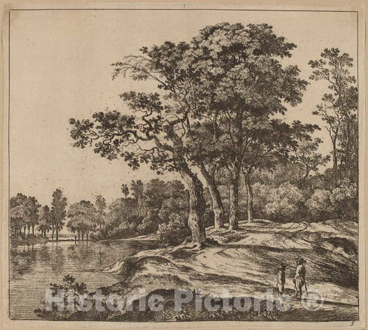 Art Print : Jan Hackaert, Landscape with Four Trees - Vintage Wall Art